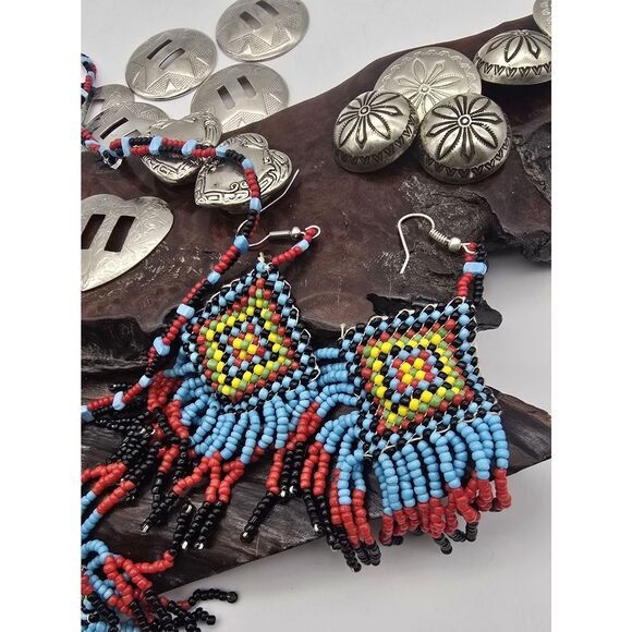 Vtg Native American Style Seed Bead Jewelry, Shank Buttons, Concho, Craft.. - Picture 3 of 16